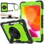 SEYMAC stock Case for iPad 8th/7th Generation 10.2, [Full-Body] &Shock-Proof Protection with 360 Degrees Rotating Stand [Pencil Holder] Hand Strap for 2020/2019 iPad 8th/7th 10.2 Inch(Green+Black)