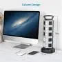 SUPERDANNY Power Strip Tower SDD005 - 5 Surge Protector 18 Outlet Plugs with 4.2A 4-USB Slot Electric Fast Charging Station 3000W 13A 16AWG 6.5ft Heavy Duty Cord Wire Extension for Home Office SUPERDANNY Power Strip Tower SDD005 - 5 Surge Protector 18 Outlet Plugs with 4.2A 4-USB Slot Electric Fast Charging Station 3000W 13A 16AWG 6.5ft Heavy Duty Cord Wire Extension for Home Office