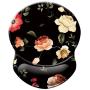BOSOBO Ergonomic Mouse Pad with Gel Wrist Rest Support, Art Design Floral Wrist Rest Mousepad Pain Relief Flowers Mouse Mat for Office Home Computer PC Laptops Women and Men, Non-Slip PU Base, Black