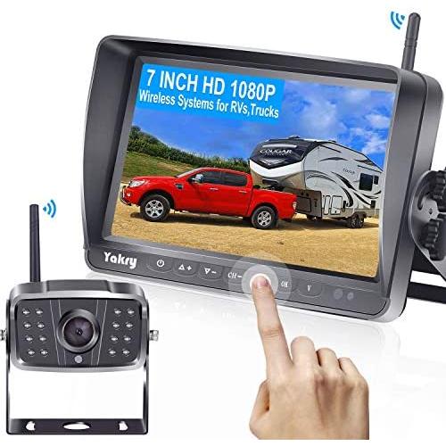 Yakry Y27 HD 1080P Wireless Backup Camera with 7 Inch DVR Monitor IPS Split Screen High-Speed Rear View Observation System for RVs,Trailers,Trucks,Fifth Wheels IR Night Vision Stable Digital Signals