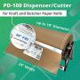 IDL Packaging PD-100 Paper Roll Dispenser & Cutter for up to 24'' Width and 10'' Diameter Rolls – Horizontal Tabletop Paper Holder – Sturdy Steel Dispenser with Cutter for Kraft or Butcher Paper