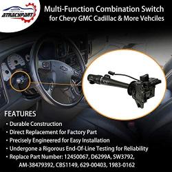 Turn Signal Switch Wiper Dimmer Combination Multi-Function Switch | Replacement for 2002-2009 Chevy Silverado Tahoe GMC Envoy Sierra Yukon Buick & More | Replaces# 12450067, D6299A, SW3792