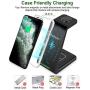 Wireless Charger,3 in 1 Wireless Charging Station,Qi Fast Charging Stand Dock for Apple Watch Series,AirPods,iPhone 12 Pro iPhone 11 Pro Max X XR XS 8 Plus with QC 3.0 Adapter by Alpharan (Black)