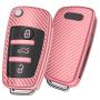ELOHEI for Audi Key Fob Cover Case,Premium Soft TPU Stripes 360 Degree Full Protection Key Shell Key Case Cover Compatible with Audi A1 A3 Q3 Q7 R8 A6L TT (Pink)