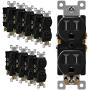 ENERLITES Tamper-Resistant Child Safe Duplex Receptacle Outlet, Residential Grade, 3-Wire, Self-Grounding, 2-Pole, 15A 125V, UL Listed, 61580-TR-BK, Black (10 Pack)