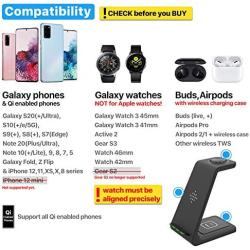 Intoval Wireless Charger, Wireless Charging Station for Samsung Galaxy Phone/Watch/Buds, Fit for Note 20/Note 10/S20/S10, Watch 3/Active 2,1/Gear S3/Sport/Fit, Galaxy Buds+/Live(S3,Black)