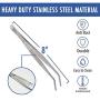 FYBREX 8 inches Stainless Steel Tweezers Curved Tips, All-purpose Forceps Professional Tweezers Tongs with Comfortable Ridged Handle for Beauty Crafting Cooking Repairing and General Purpose