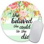 Round Gaming Mouse Pad Custom Design, She Believed She Could Mint Stripes Inspirational Quotes Mouse pad 7.87 X 7.87 INCH