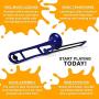 pInstrument Plastic pBone Trombone - Mouthpieces and Carrying Bag - Bb Authentic Sound for Student & Beginner - Durable ABS Construction - Blue