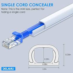 Upgraded Cord Hider, 142in Mini Wire Cable Cover, PVC Cable Concealer Channel, Paintable Cord Cover to Hide Speaker Wire, Ethernet Cable, 9X L15.7in W0.48in H0.32in, CC05 White