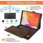 iPad 8th Generation Case with Keyboard & Pencil Holder, iPad 10.2 2020 & Air 3 10.5 Compatible - 7 Color Backlit Keyboard - Slim Leather Folio Smart Cover for iPad 8, 2019 iPad 7 & Air 3rd Gen (Black)