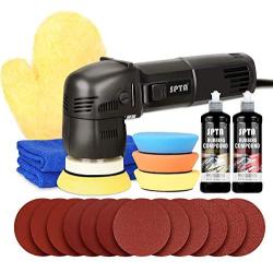 SPTA Buffer Polisher, Orbital Car Polisher 3 Inch 10mm/780W Variable Speed Orbit Dual Action Polisher Auto Detailing Tools with DA Polishing Pads+Sanding Discs+Pad Conditioning Brush+Scratch Remover
