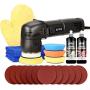 SPTA Buffer Polisher, Orbital Car Polisher 3 Inch 10mm/780W Variable Speed Orbit Dual Action Polisher Auto Detailing Tools with DA Polishing Pads+Sanding Discs+Pad Conditioning Brush+Scratch Remover
