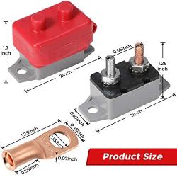 4 Pieces 12V - 24V Automatic Reset Circuit Breakers with Cover Stud Bolt and 8 Pieces Wire Lugs for Car Boat Truck Automotive and More