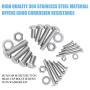 DYWISHKEY 1220 PCS M2 M3 M4 M5, 304 Stainless Steel Hex Button Head Cap Bolts Screws Nuts Washers Assortment Kit with Hex Wrenches