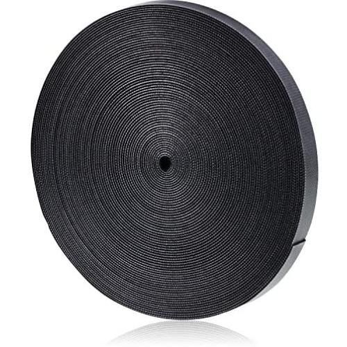 Fastening Tape Cable Ties Reusable Fastening Nylon Tape 3/4 Inch Double Side Hook Roll Hook and Loop Straps Wires Cords Management Wire Organizer Straps (30 Yard, Black)