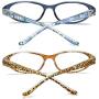Cat Eye Reading Glasses for Womens - 2 Pairs Blue Light Blocking Computer Readers +1.5 Anti-blue Lightweight Quality Ladies Eyeglass