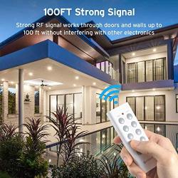 Etekcity Wireless Remote Control Outlet Light Switch for Lights, Lamps, Christmas Decorations, Plug and Go, Up to 100 ft. Range, FCC & ETL Listed, White (Learning Code, 5Rx-2Tx)