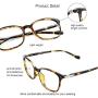 VisionGlobal Blue Light Blocking Glasses for Women/Men, Anti Eyestrain, Computer Reading, TV Glasses, Stylish Square Frame, Anti Glare(Tortoise,+3.75 Magnification)