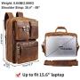TIDING Mens Leather 17.3 Inch Laptop Backpack Convertible Briefcase Messenger Bag - Brown