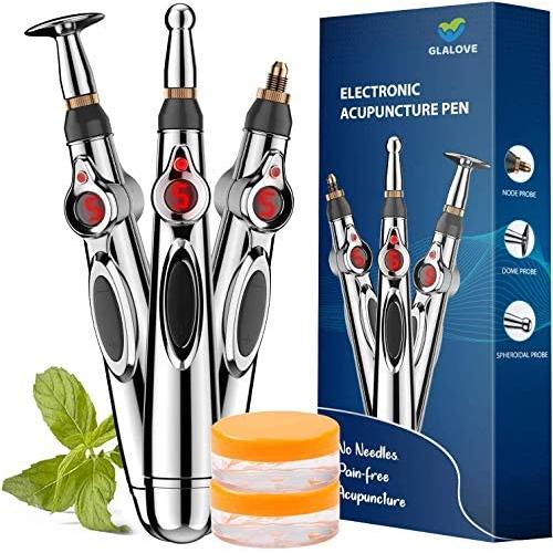 Acupuncture Pen, Electronic Acupuncture Pen for Pain Relief Therapy, Powerful Meridian Energy Pen Relief Pain Tools 1 x AA Battery (Not Included) (3 Heads)