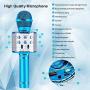 BlueFire Bluetooth 4 in 1 Karaoke Wireless Microphone with LED Lights, Portable Microphone for Kids, Girls, Boys and Adults (Blue)