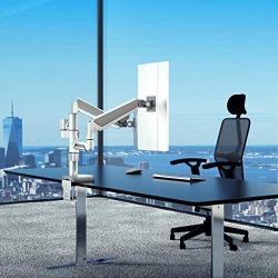 Aluminum Dual Monitor Mount Stand for 10''-32'' VESA Computer Screens, Holds up to 19.8lbs Each- Height Adjustable Gas Spring Monitor Arms Full Motion Swivel Bracket,Glorider White Monitor mounts