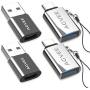 AGVEE [2 Pack] Zinc USB-C Male to USB-A 3.0 Female OTG Adapter & [2 Pack] USBC Female to USB-A 2.0 Male Converter, for MacBook Pro, iPad Pro 2020 Air 4, Galaxy S20 S10 Note 20 10, Pixel 2 3 4, Silver