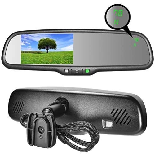 Master Tailgaters OEM Rear View Mirror with 4.3'' Auto Adjusting Brightness LCD + Compass & Temperature - Universal Fit