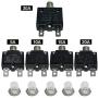 IZTOSS 5PCS 5Amp 10Amp 15Amp 20Amp 30Amp Circuit Breakers with manual reset Waterproof Button transparent Cover DC50V AC125-250V with Quick Connect Terminals