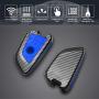 TANGSEN Smart Key Fob Case for BMW 2 5 6 7 Series X1 X2 X3 X5 X6 3 4 Button Keyless Entry Remote Personalized Protective Cover Plastic Carbon Fiber Pattern Blue Silicone
