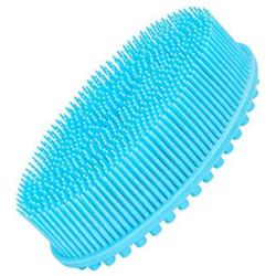 Silicone Bath Shower Loofah Brush, 100% Silicone Gentle Back Scrubber, Best Body exfoliating loofa Brush Gift for Baby Kids Men Father Mother Wife Family (Blue)