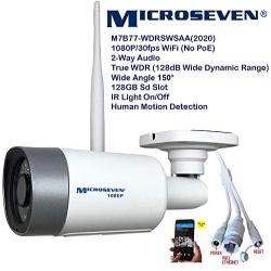 Microseven 5MP UltraHD 2560x1920 WiFi 2 Two-Way Audio,Built-in Amplified Mic &Speaker,Alexa,SD Slot,Outdoor IP Camera,Day&Night, Human Motion Detection, FTP, Cloud,Web,Apps,VMS,ONVIF,Broadcasting