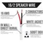 Next 16/2 Speaker Wire - 16 AWG/Gauge 2 Conductor - UL Listed In Wall (CL2/CL3) and Outdoor/In Ground (Direct Burial) Rated - Oxygen-Free Copper (OFC) - 500 Foot Bulk Cable Pull Box -  White