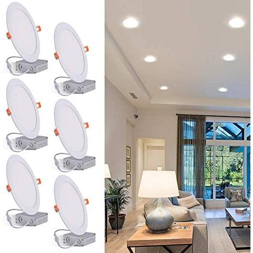 JARLSTAR 6-Pack 8 Inch Ultra-Thin LED Recessed Ceiling Light with Junction Box, 3000K Warm White, 18W 110V Eqv Recessed Lighting, Slim LED Can-Killer Downlight,1500LM High Brightness,CRI80+