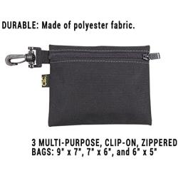 CLC Custom Leathercraft 1100 Multi-Purpose Clip-on Zippered Poly Bags, 3 Pack