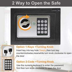 JUGREAT Safe Box with Induction Light,Electronic Digital Securit Safe Steel Construction Hidden with Lock，Wall or Cabinet Anchoring Design for Home Office Hotel Business 0.23 Cubic Feet Graphite