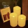 Weatherproof Flameless Candles with 6 H Timer-1000 Hours Long Battery Life, Waterproof Battery Operated Flickering LED Pillar Candles for Outdoor Party Decor and Gifts.（ 4'' 5'' 6'' Ivory)