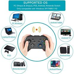 Forty4 Wireless Gaming Controller, Dual-Vibration Joystick Gamepad Computer Game Controller for PC Windows 7/8/10, PS3, Switch- Black