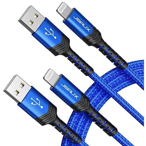 iPhone Charger Cable [2-Pack 6ft], JSAUX MFi Certified Lightning Cable iPhone Fast Charging Charger Cable Cord Compatible with iPhone 11 Xs Max X XR 8 7 6s 6 Plus SE 5 5s, iPad, iPod - Blue