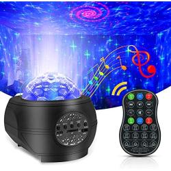 BYXAS Star Projector Night Light，Ocean Wave Galaxy Projector with Bluetooth Remote Control Music Speaker for Baby Bedroom, Game Rooms, Party, Home Theatre, Night Light Ambiance （Upgrade Black）