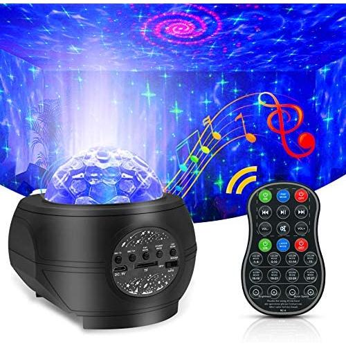 BYXAS Star Projector Night Light，Ocean Wave Galaxy Projector with Bluetooth Remote Control Music Speaker for Baby Bedroom, Game Rooms, Party, Home Theatre, Night Light Ambiance （Upgrade Black）