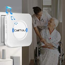 CallToU Caregiver Pager Wireless SOS Call Button Nurse Alert System Help Button for Home Elderly Patient Seniors Disabled Personal Attention Pager 500+ Feet 2 Waterproof Transmitters 1 Plugin Receiver