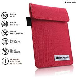 Silent Pocket Signal Blocking Faraday Key Fob Case - Car Anti Theft Device Shielding Against All Signal Types, Including RFID Blocking & Durable Faraday Bag, Fits Most Car Keyfobs (Red, X-Small)
