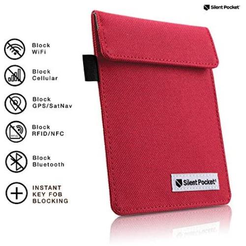 Silent Pocket Signal Blocking Faraday Key Fob Case - Car Anti Theft Device Shielding Against All Signal Types, Including RFID Blocking & Durable Faraday Bag, Fits Most Car Keyfobs (Red, X-Small)