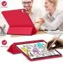 iMieet Case for New iPad Air 4th Generation 10.9 Inch 2020 with Pencil Holder [Support Touch ID and iPad 2nd Pencil Charging/Pair], Trifold Stand Smart Case with Soft TPU Back,(Red)