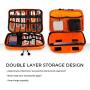 Electronics Organizer Travel Universal Cord Organizer Electronic Accessories Case for Cable, Charger, Phone, USB Drive, SD Card, Mini Tablet(Up to 7.9'') Gray and Orange