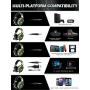 RUNMUS Gaming Headset for PS4, Xbox One, PC Headset w/Surround Sound, Noise Canceling Over Ear Headphones with Mic & LED Light, Compatible with PS5, PS4, Xbox One, Switch, PC, PS3, Mac, Laptop, Green