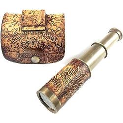 Nautical Handheld Pirate Brass Telescope with Box/Case,Sailor Home Decor Pirate Captain Boat Gift (6'', Kelvin & Hughes)
