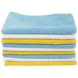 Amazon Basics Blue, White, and Yellow Microfiber Cleaning Cloths - Pack of 48